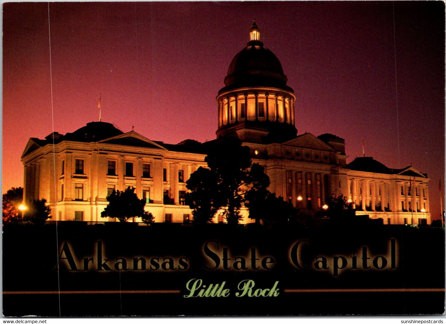 Arkansas Little Rock State Capitol Building At Night 1998 - Little Rock