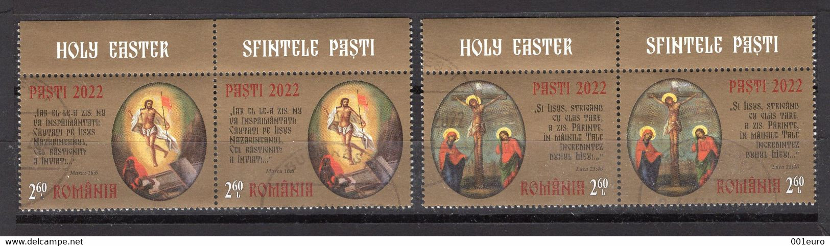 ROMANIA 2022: EASTER 2 X 2 Used Stamps  - Registered Shipping! - Oblitérés