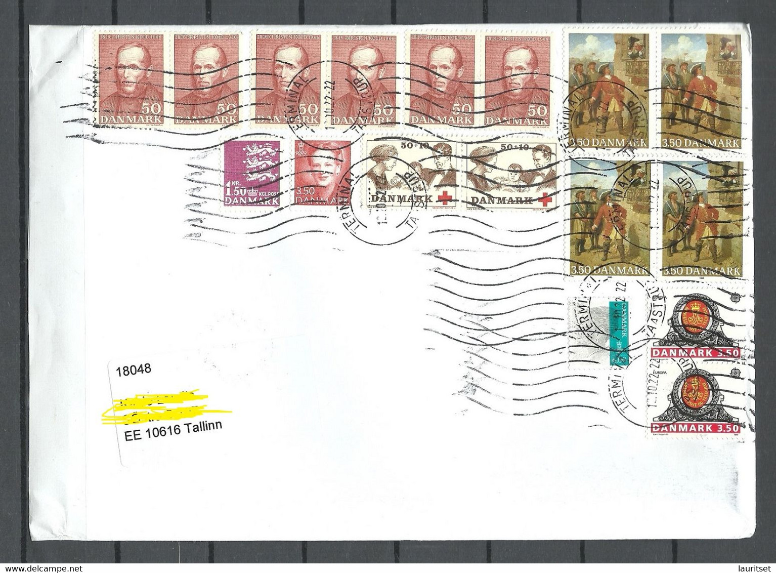 DENMARK Dänemark 2022 Cover To Estonia With Many Stamps Ch. Kold Red Cross Art History Etc. - Cartas & Documentos