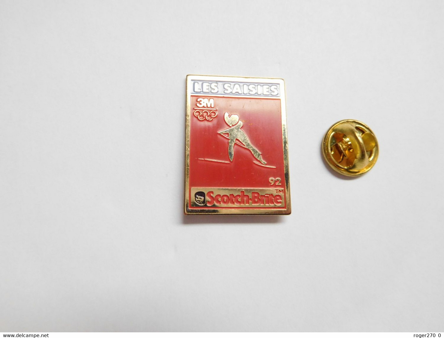 Beau Pin's , JO , Jeux Olympiques  Albertville 92 , Les Saisies , 3M Scotch Brite , Signé COJO 1991 - Jeux Olympiques