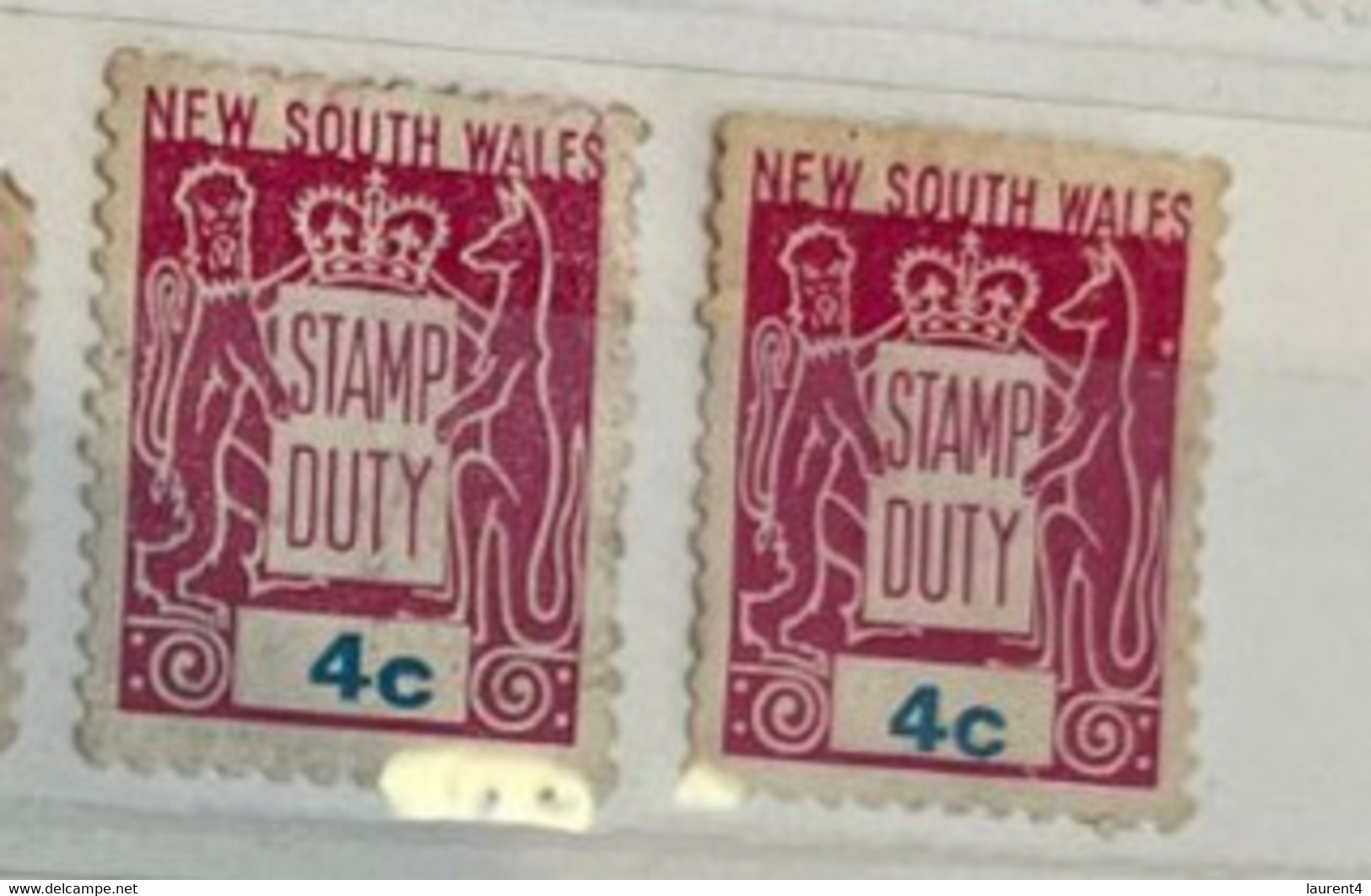 (stamp 19-10-2022) Mint - Australia - Stamp Duty (strip Of 3 + 2) 4 Cents Pink - Fiscali