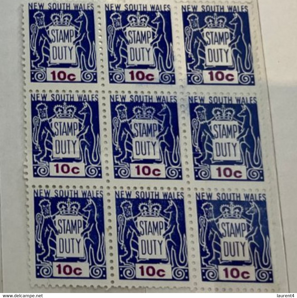 (stamp 19-10-2022) Mint - Australia - Stamp Duty (bloc Of 10 + Bloc Of 9) 3 Cents Orange X 10 +  10 Cents Blue X 9 - Fiscale Zegels