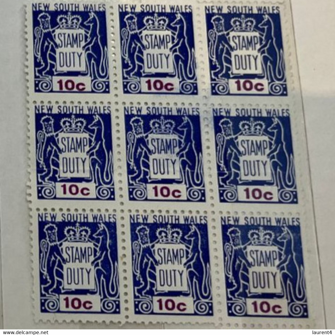 (stamp 19-10-2022) Mint - Australia - Stamp Duty (bloc Of 10 + Bloc Of 9) 3 Cents Orange X 10 +  10 Cents Blue X 9 - Revenue Stamps