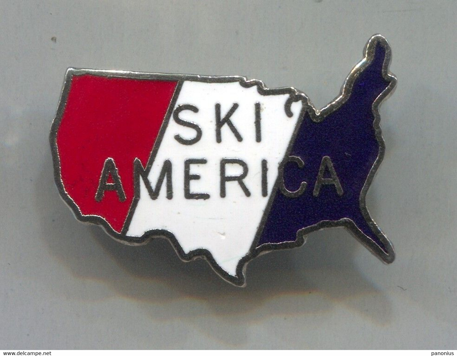 Ski Skiing Jumping - SKI AMERICA, Vintage Pin Badge Abzeichen, Enamel - Sports D'hiver