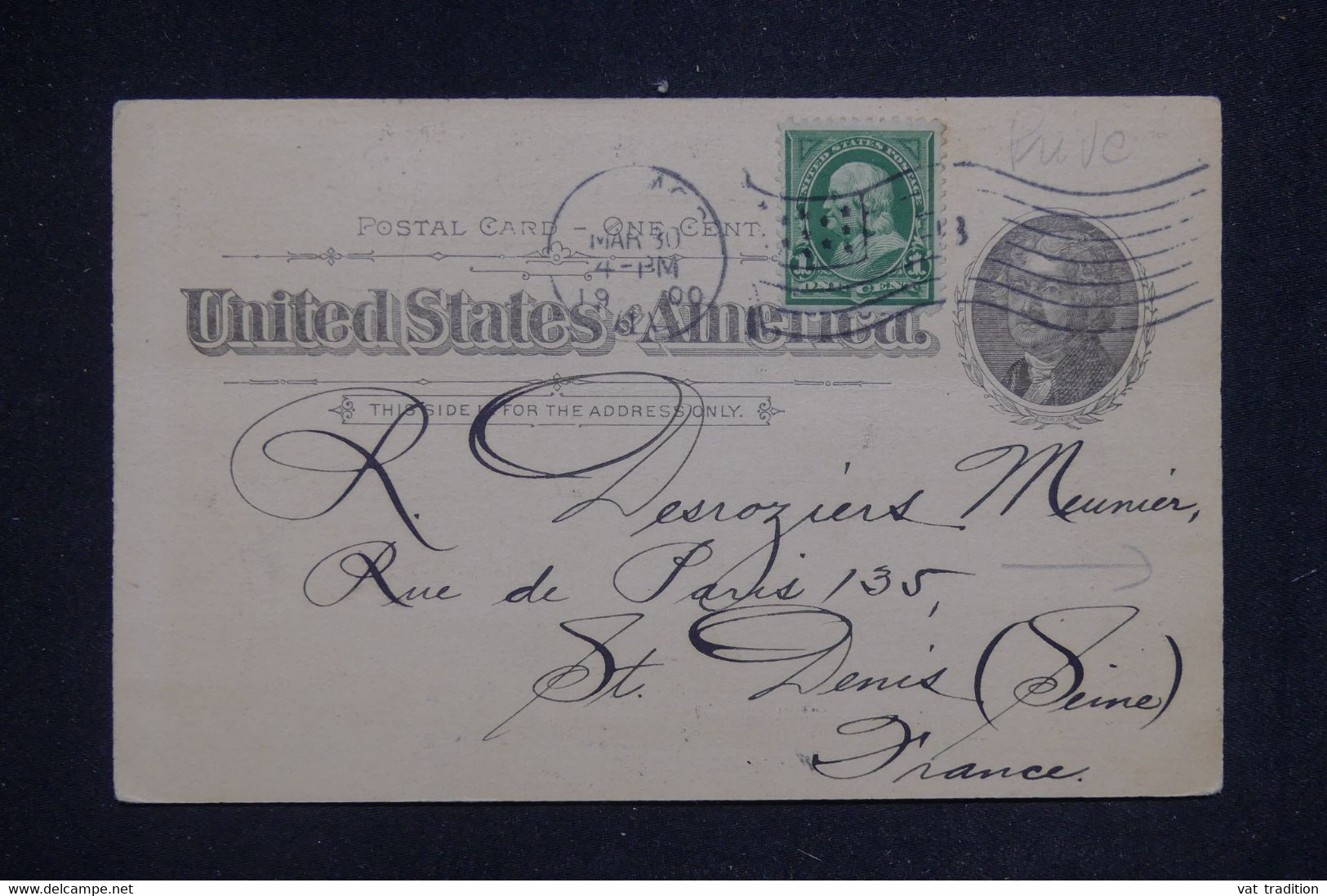 ETATS UNIS - Entier Postal Commercial + Complément De Chicago Pour La France En 1900 - L 132795 - ...-1900