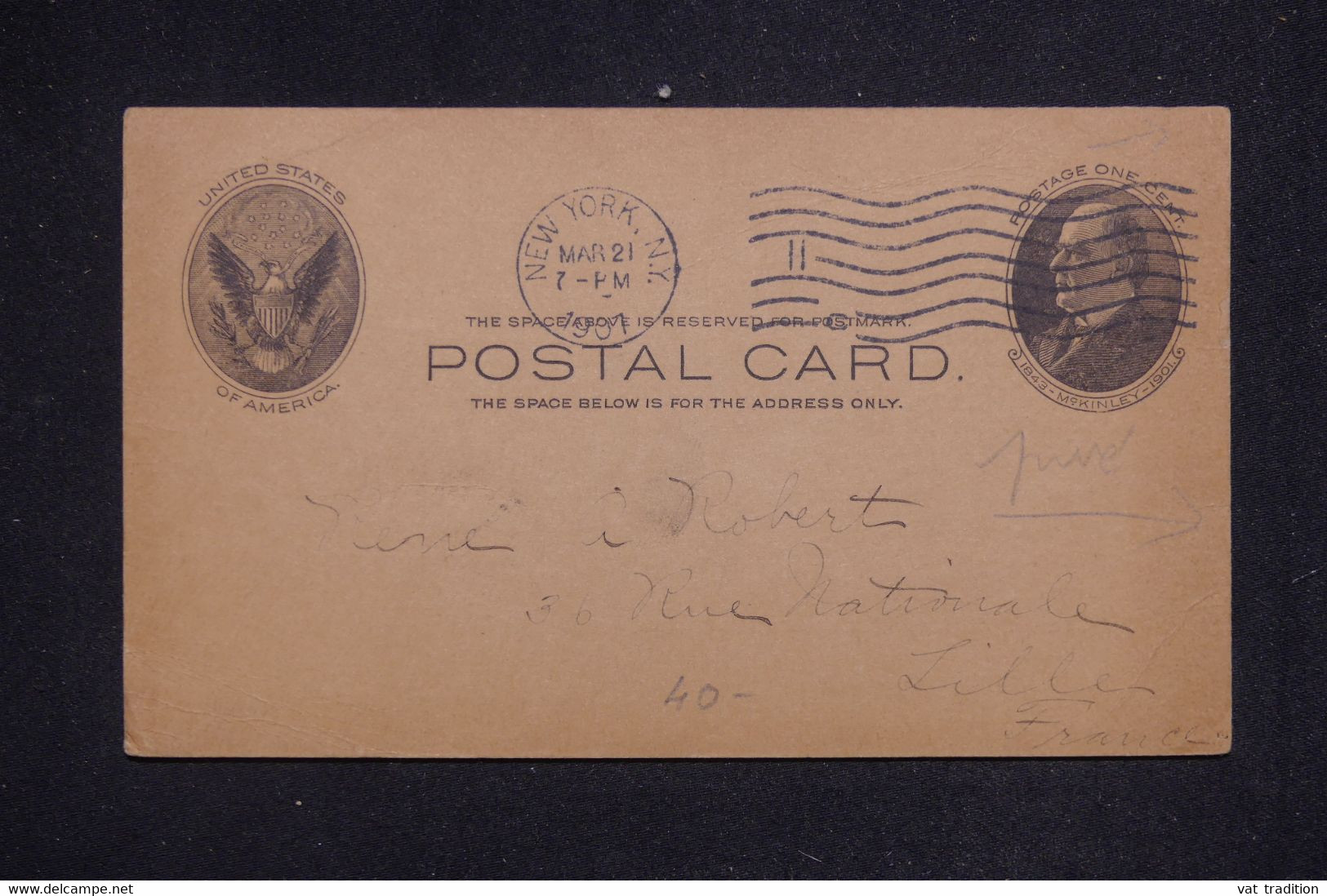 ETATS UNIS - Entier Postal Commercial De New York Pour La France En 1907 - L 132797 - 1901-20