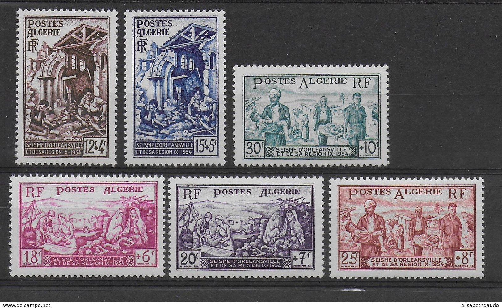 ALGERIE - 1954 - YVERT N°319/324 ** MNH - SEISME ORLEANSVILLE - COTE = 29 EUR. - - Ongebruikt