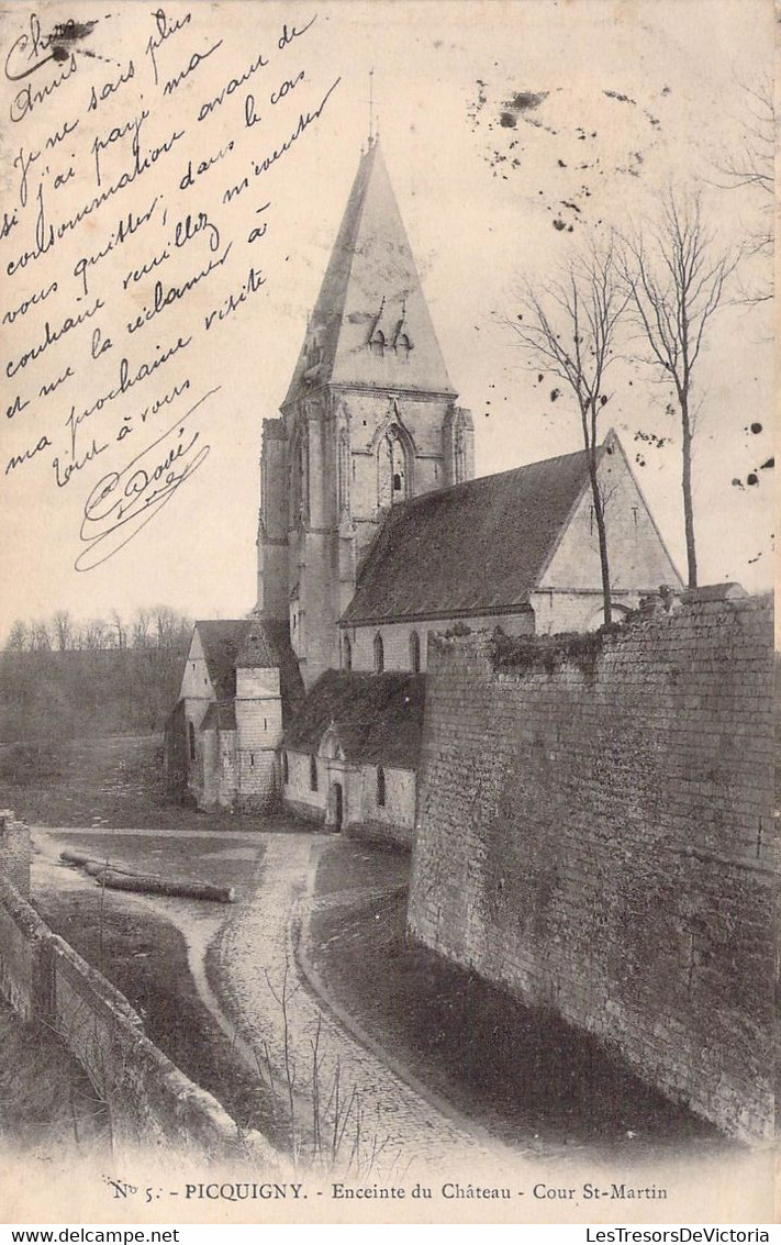 CPA FRANCE - 80 - PICQUIGNY - Enceinte Du Château - Cour St Martin - Précurseur - Dos Non Divisé - L. CARON AMIENS - Picquigny