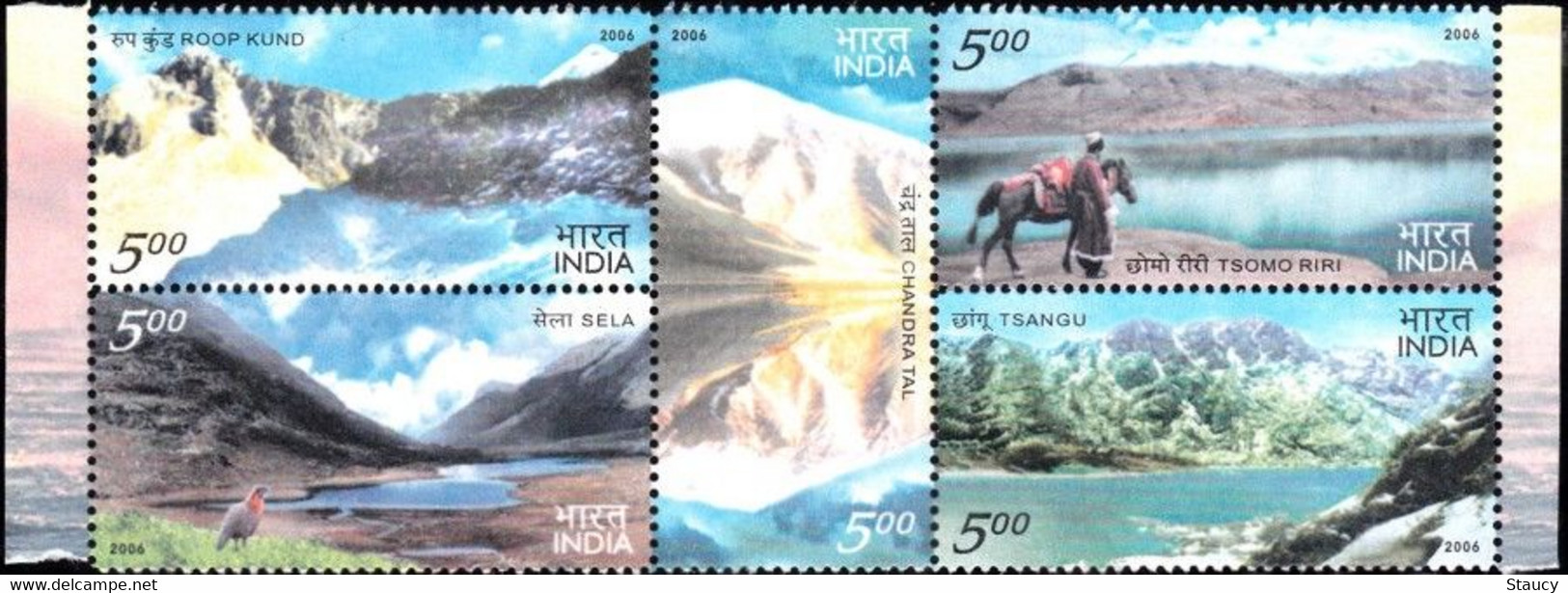 India 2006 Himalaya Lakes 5v Se-tenant Block Set MNH P.O Fresh & Fine - Other & Unclassified