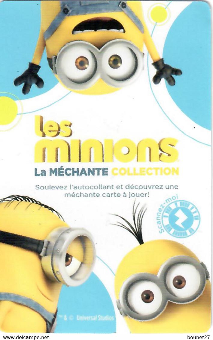 Carte Card Carrefour - LES MINIONS -  MINION MANIA Sur Une Vespa Fond Jaune - Sonstige & Ohne Zuordnung