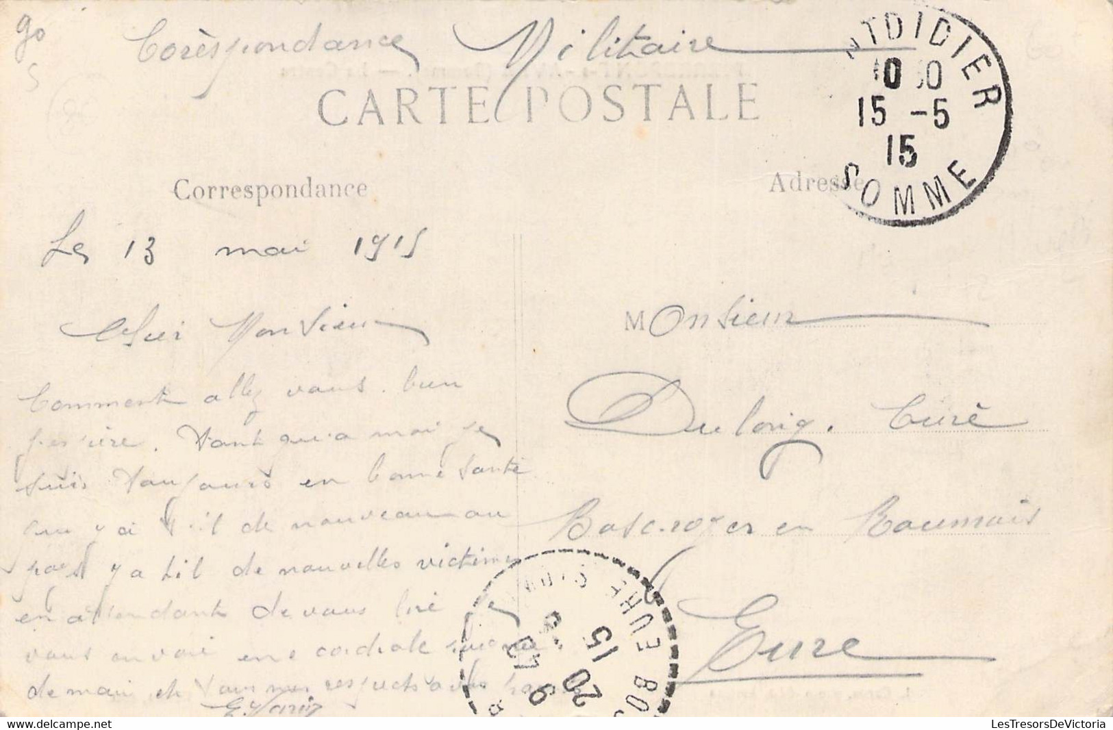 CPA FRANCE - 80 - PIERREPONT SUR AVRE - Le Centre - L. CARON AMIENS - Correspondance Militaire - Picquigny