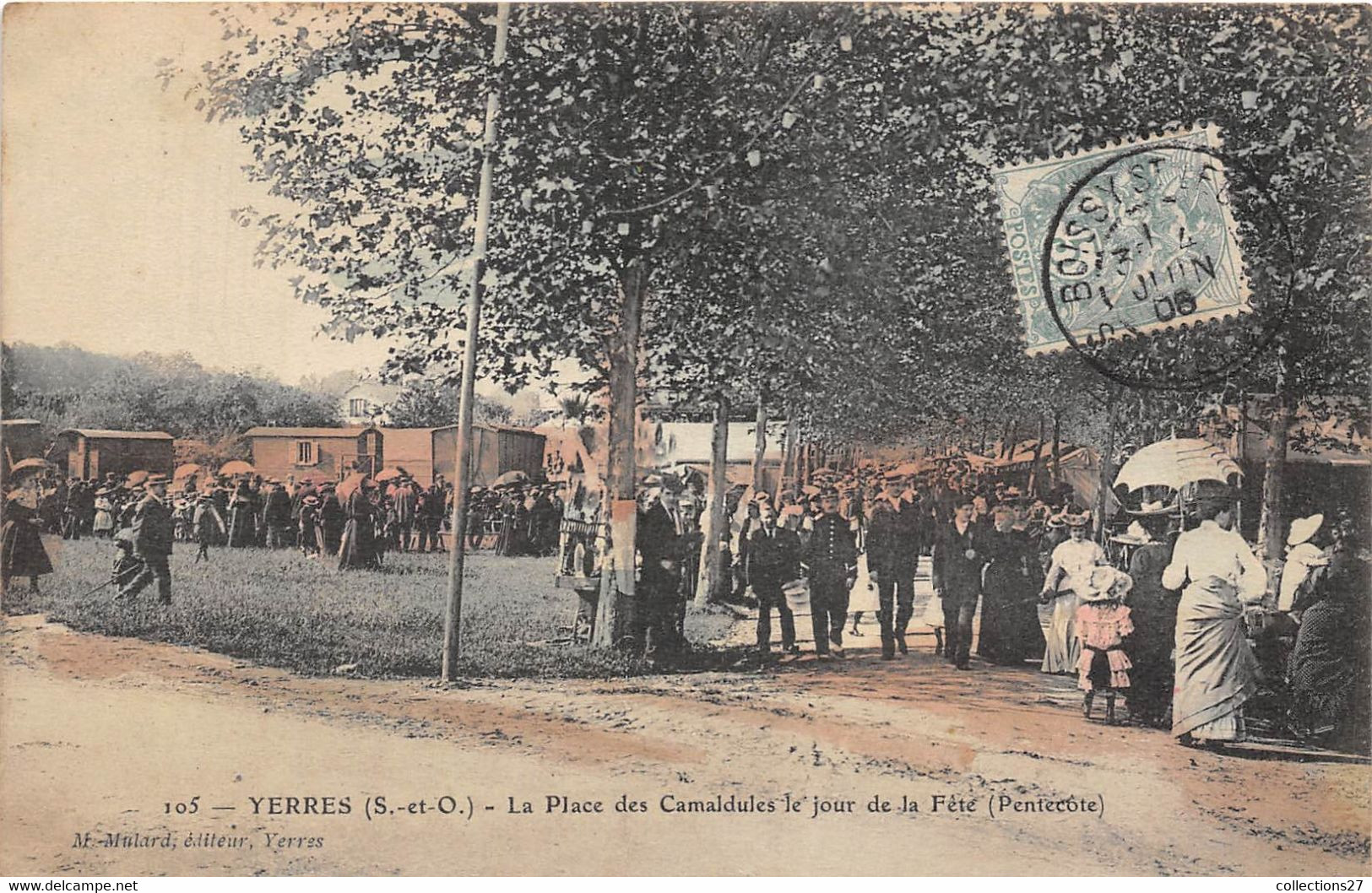 91-YERRES- LA PLACE DES CAMALDULES LE JOUR DE LA FÊTE ( PENTECÔTE ) - Yerres
