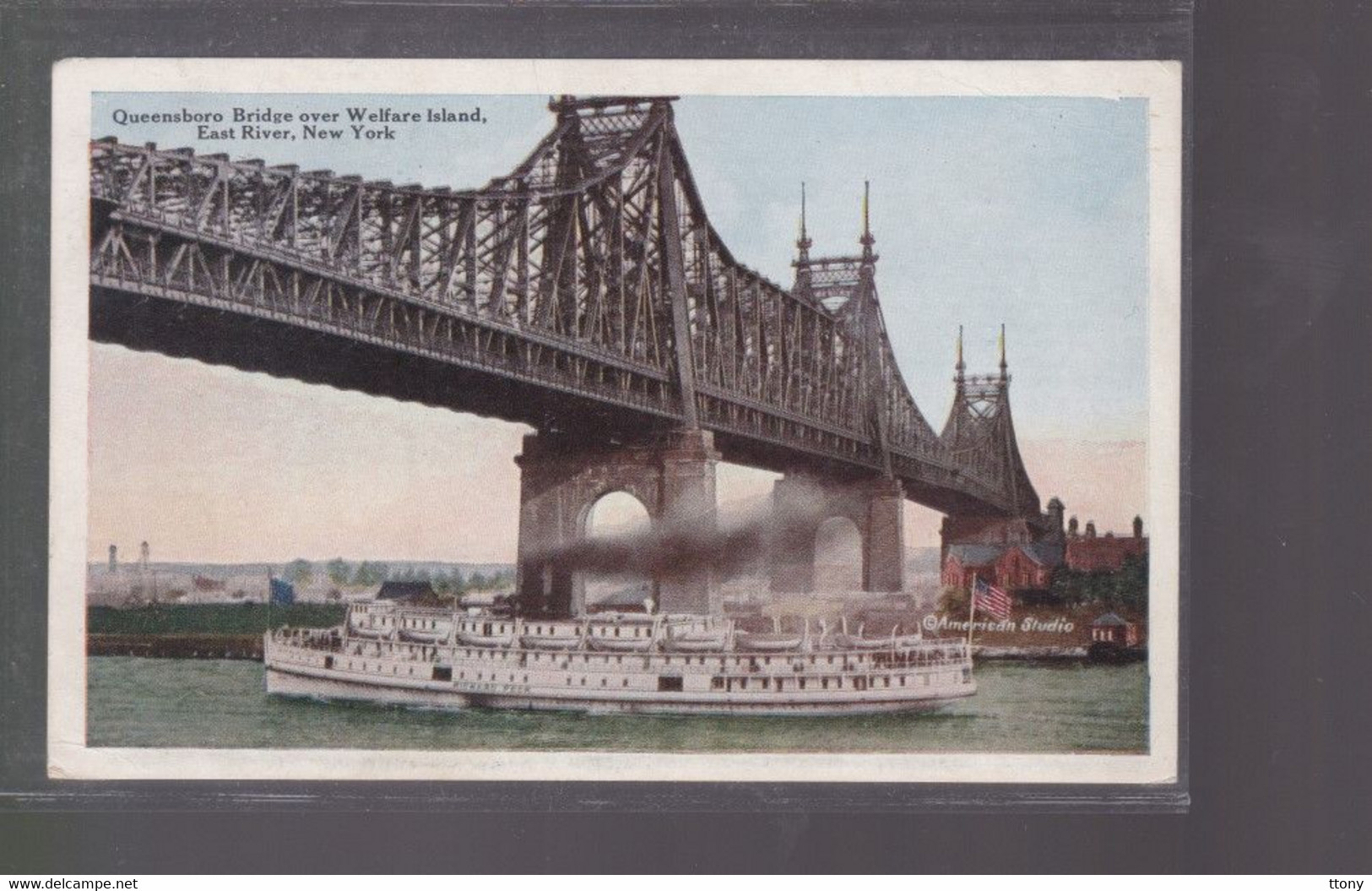 Cpa : USA  Etats-Unis East River  Over Welfare Island   New- York   Carte écrite Wiesbaden Allemagne 1923 - Broadway