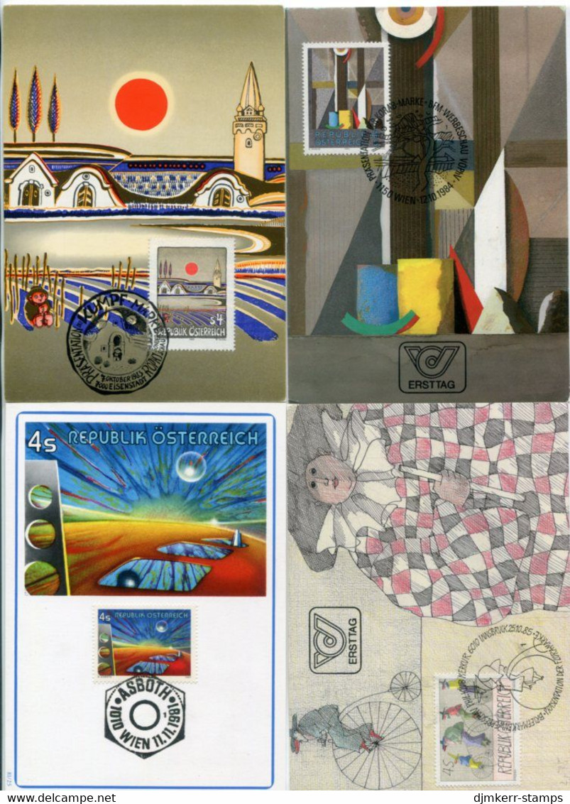 AUSTRIA 1981-98 Thirteen Maxicards With Modern Art Stamps. - Maximum Cards