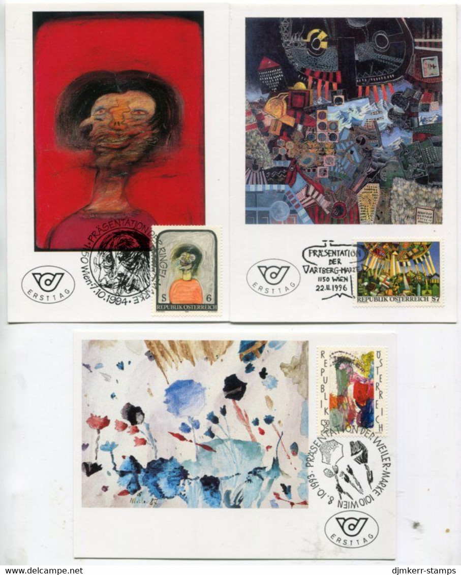 AUSTRIA 1981-98 Thirteen Maxicards With Modern Art Stamps. - Maximumkaarten