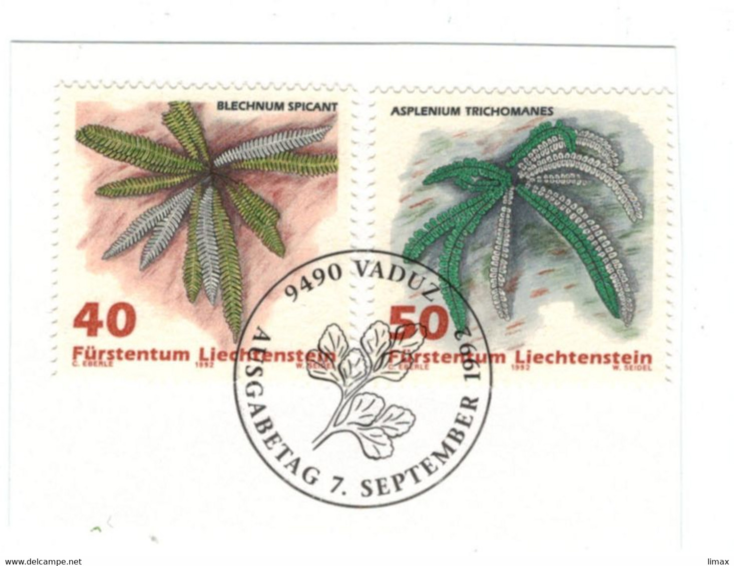 Liechtenstein BST Blechnum Spicant - Asplenium Trichomanes 1992 - Briefe U. Dokumente