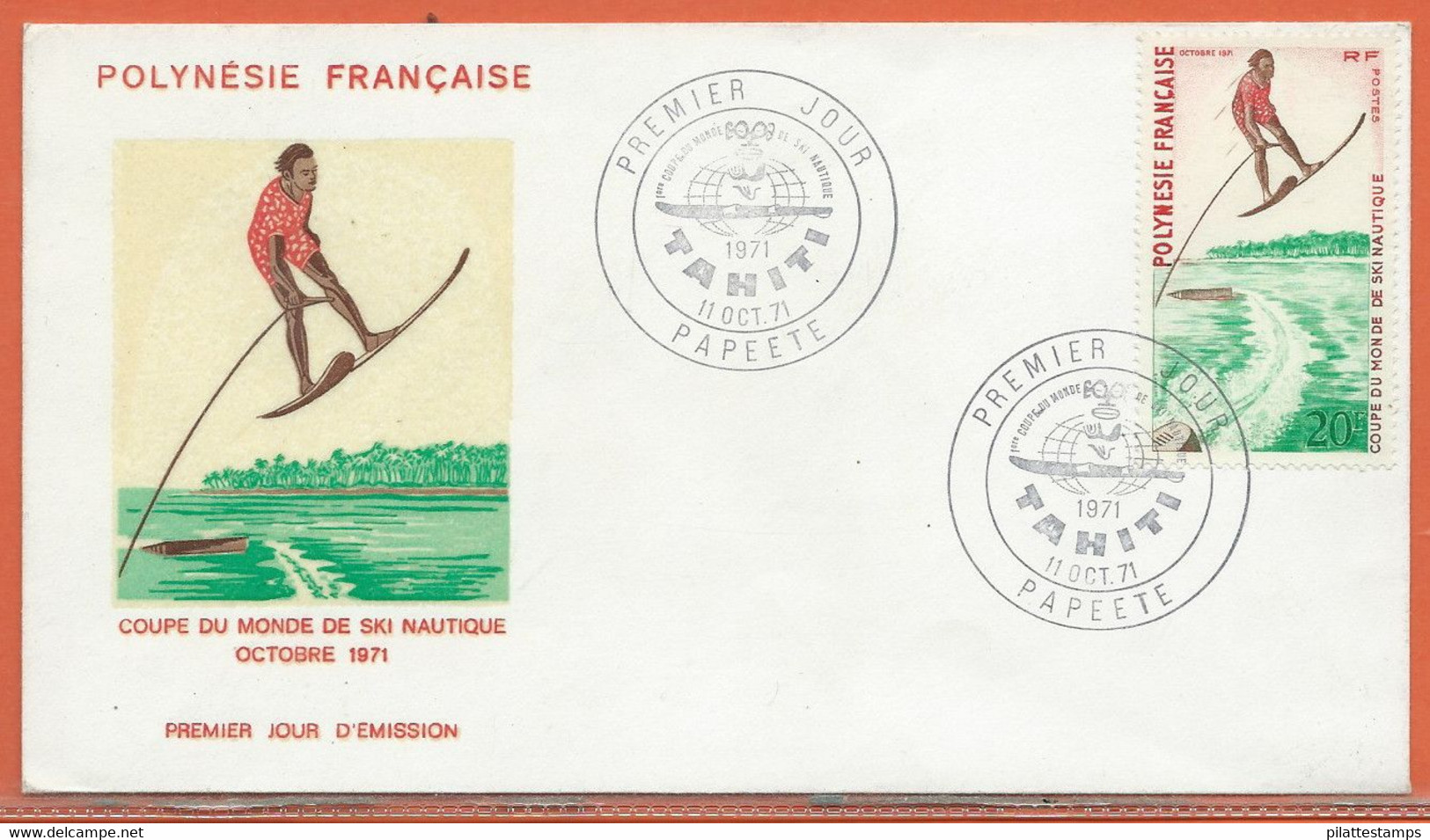 SPORT SKI NAUTIQUE POLYNESIE 3 LETTRES FDC DE 1971 - Waterski