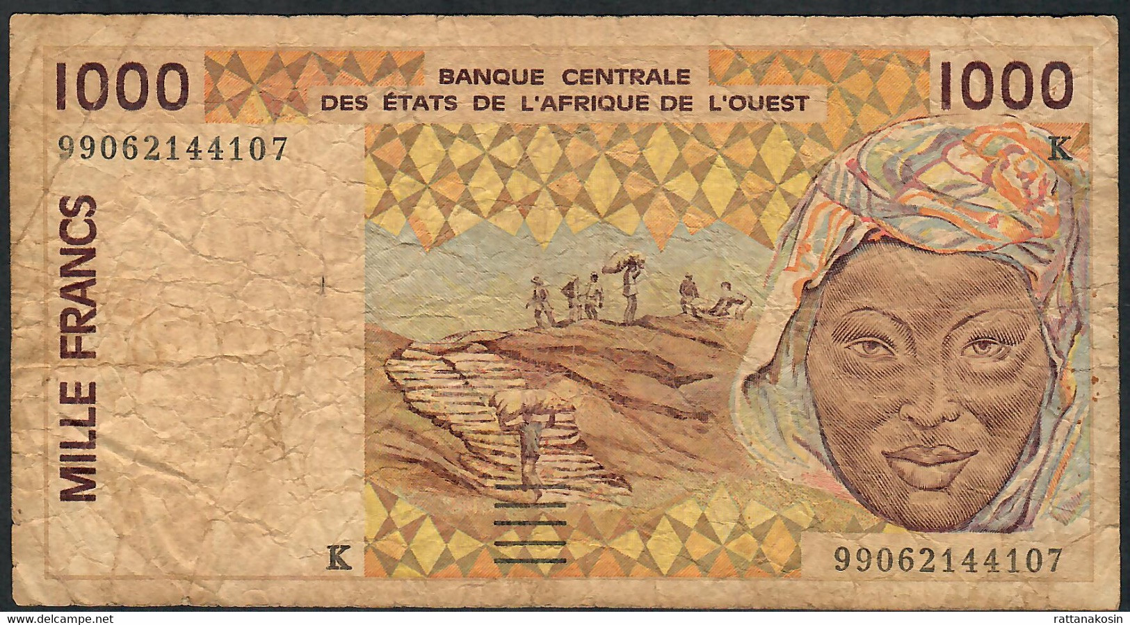 W.A.S.  SENEGAL P711Ki 1000 FRANCS (19)99 1999 Signature 29 FINE - West African States