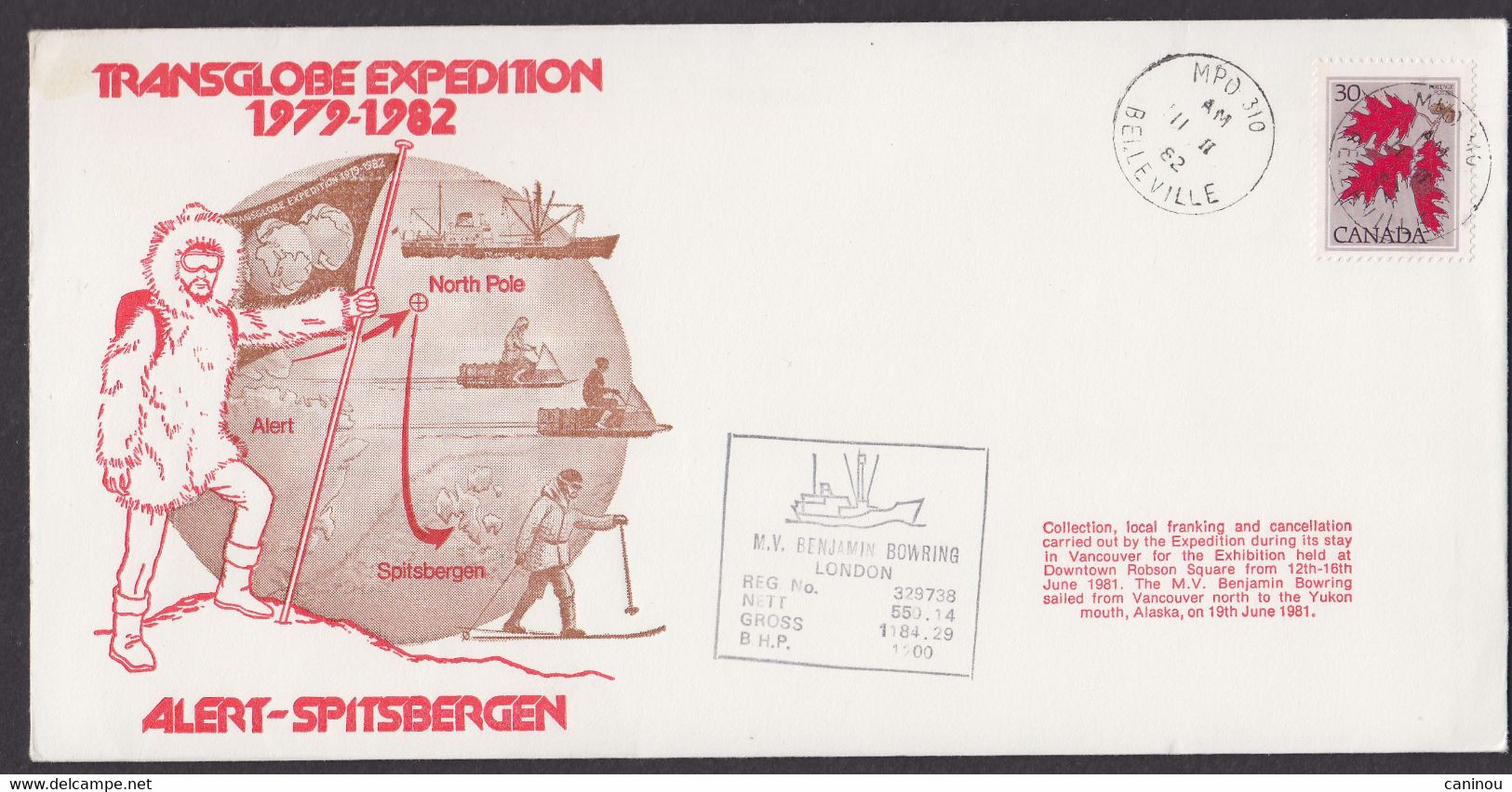 CANADA ENVELOPPE EXPEDITION POLAIRE 1982 - Enveloppes Commémoratives