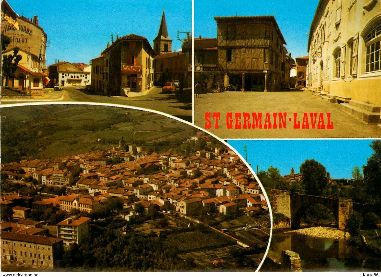 St Germain Laval * Souvenir De La Commune * CP 4 Vues - Saint Germain Laval