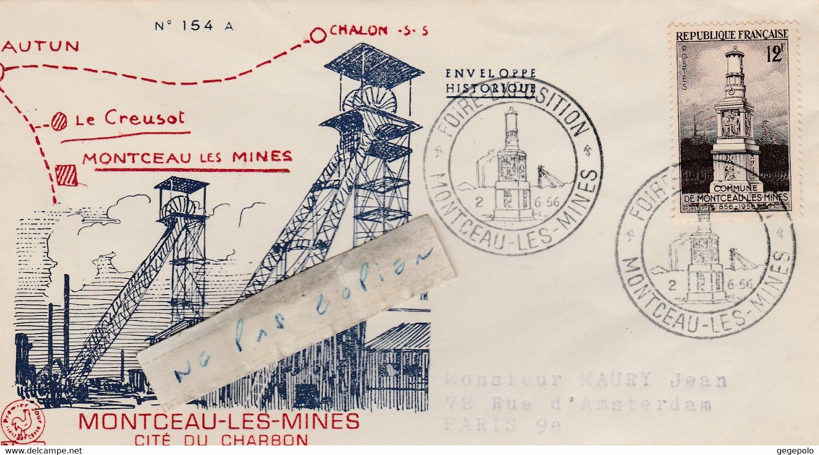 MONTCEAU LES MINES - Enveloppe Seule FOIRE EXPOSITION De 1956 à Destination De Paris - Storia Postale