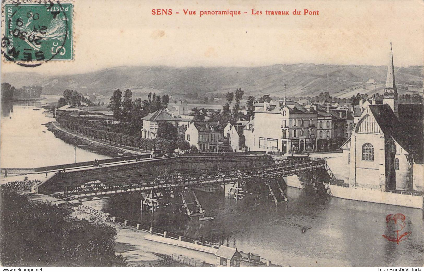 CP FRANCE - 89 - SENS - Vue Panoramique - Les Travaux Du Pont - Sens