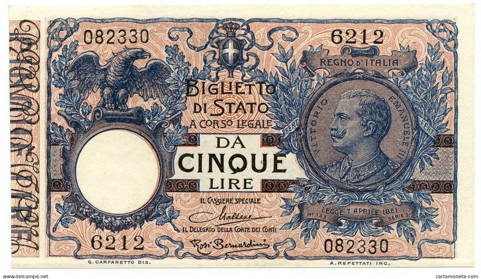 5 LIRE BIGLIETTO DI STATO VITTORIO EMANUELE III FLOREALE 10/07/1924 QFDS - Regno D'Italia – Other