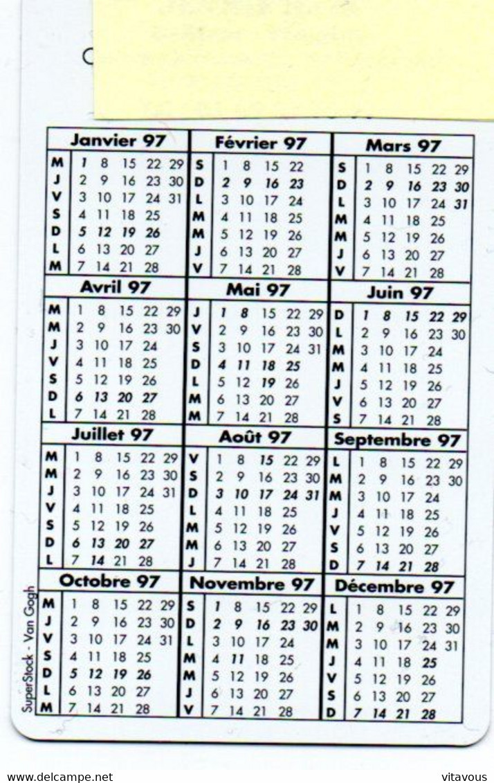 Champs D'Auvers Carte  Calendrier Calendar 1997 France  (salon 170) - Andere & Zonder Classificatie