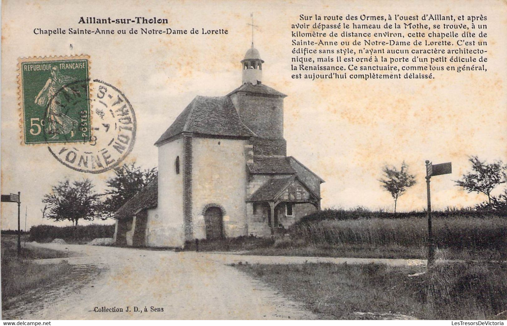 CP FRANCE - 89 - AILLANT SUR THOLON - Chapelle Sainte Anne Ou De Notre Dame De Lorette - Collection JD SENS - Aillant Sur Tholon