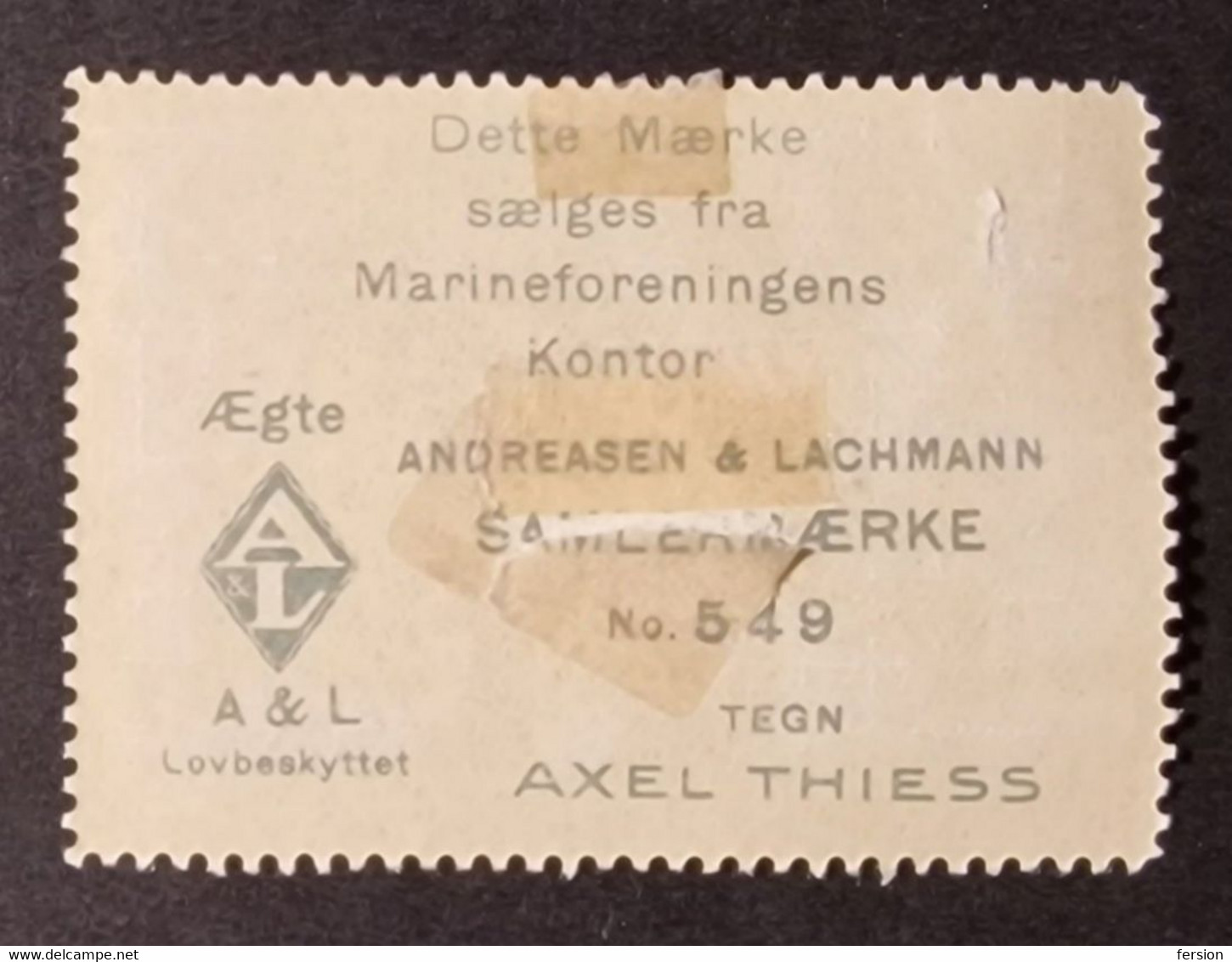 MILITARY NAVY MARINE Battle Helgoland Cannon FLAG Denmark 1914 CINDERELLA LABEL VIGNETTE Andreasen Lachmann - Ungebraucht