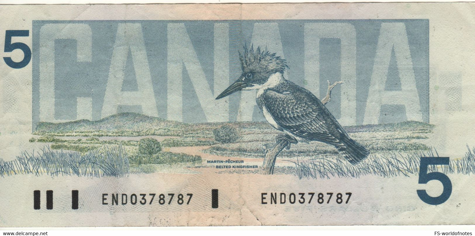 CANADA  $ 5 Dollars  P95a  1986 ( Sir Wilfrid Laurier + Kingfisher Bird  At Back  Sign. Crow & Bouey ) - Canada