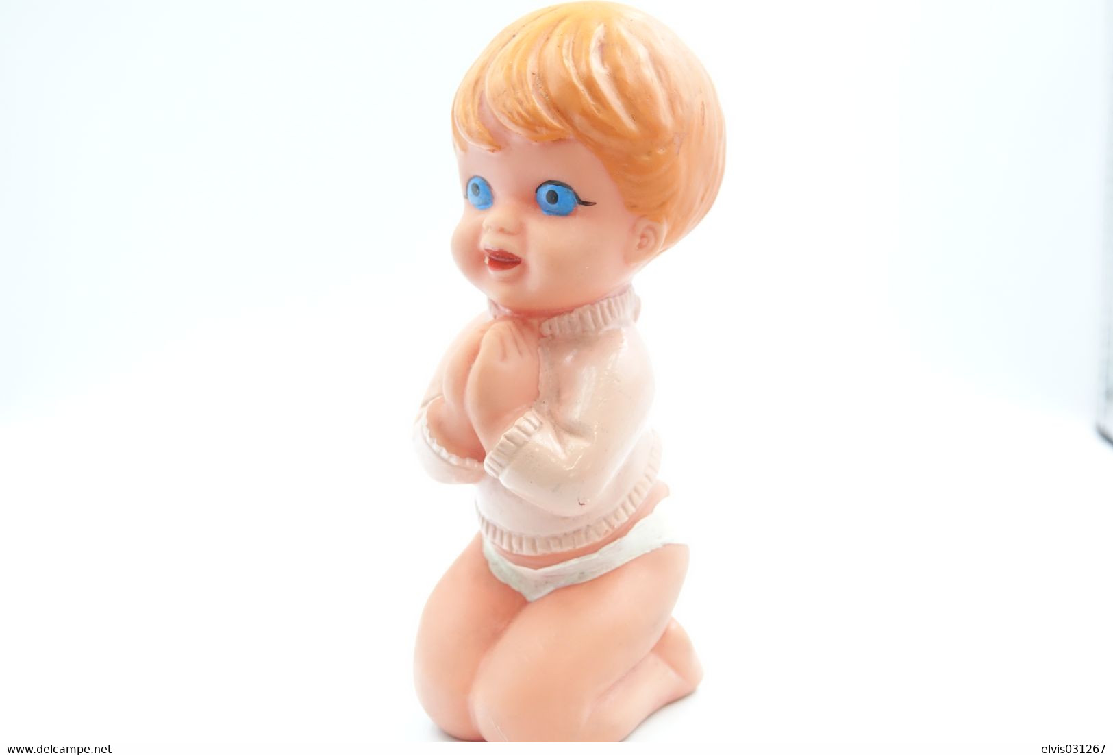 PIEPER POUET SQUEAKY: UNKNOWN BABY BOY PRAYING - L=14 - Rubber - Vinyl -1950's - I Puffi