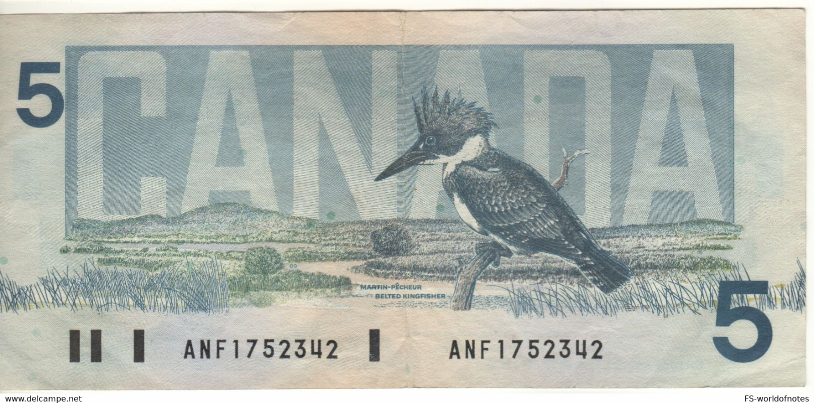 CANADA  $ 5 Dollars  P95c  1986 ( Sir Wilfrid Laurier + Kingfisher Bird  At Bonin & Thiessen ) - Canada