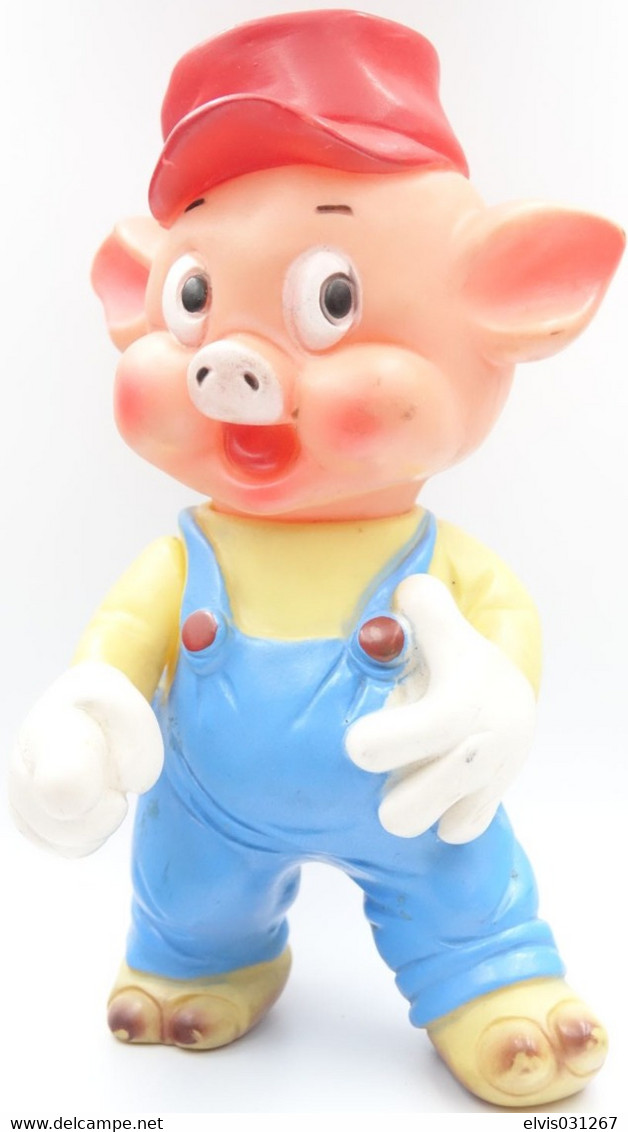 PIEPER POUET SQUEAKY: THE 3 LITTLE PIGS Cochons RaRe Collector - L=22  -1960's - DISNEY - ELEPHANT - Rubber - Vinyl - Schlümpfe