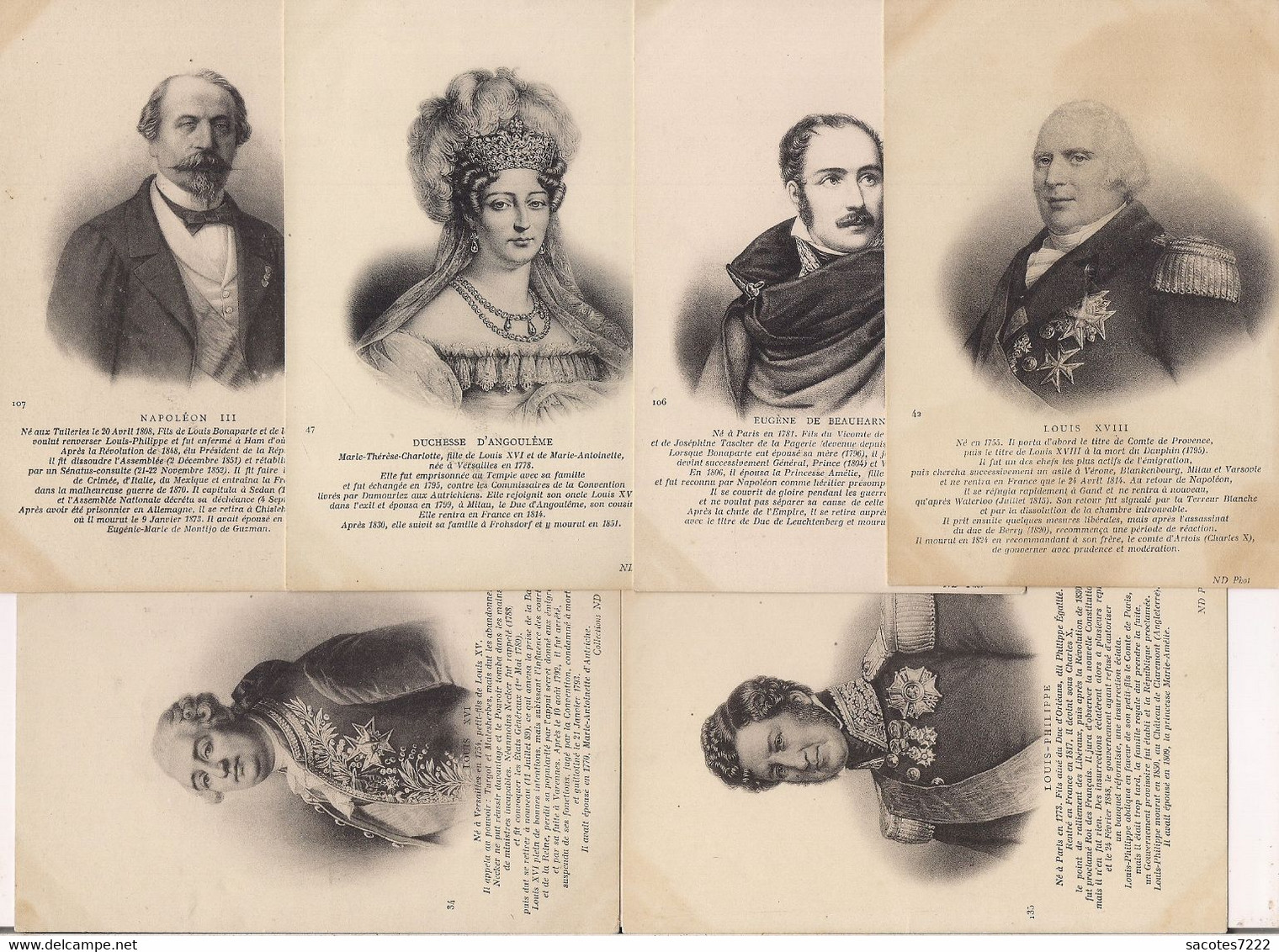 ENSEMBLE 37 CPA ND.Phot - Personnages Historiques : Impératrice Eugénie - De Valois, B. De Castille Bossuet Napoléon .. - Histoire