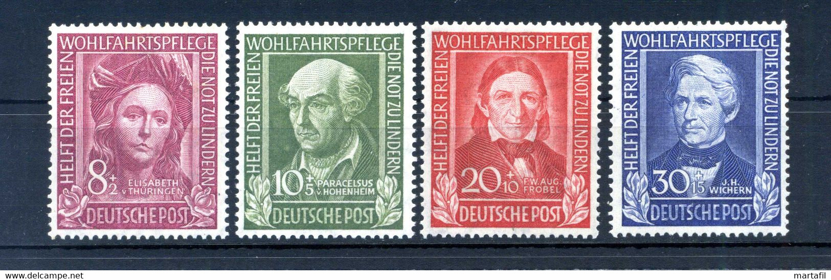 1949 REP. FED. TED. SET MNH ** Beneficenza, Benefattori Dell'umanità, 3/6 - Nuevos