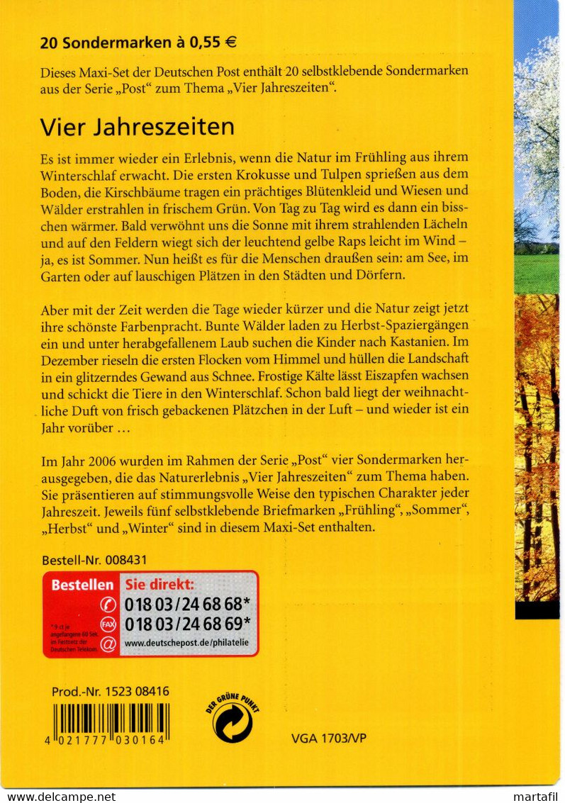 2006 REP. FED. TED. 4 Seasons, Vier Jahreszeiten, Plants, Flora, Booklet MNH ** Un. L2406 - Sonstige & Ohne Zuordnung