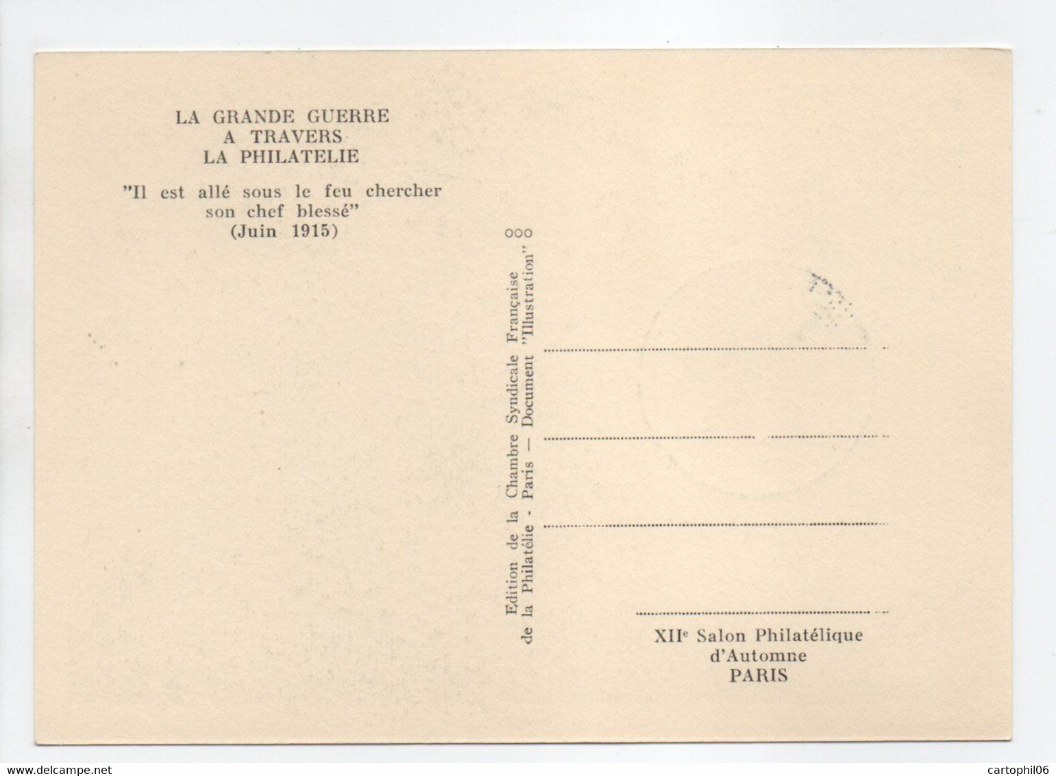 - Carte Postale PARIS 7.11.1958 - LA GRANDE GUERRE - SIGNATURE DU GRAVEUR Albert DECARIS - - WW1