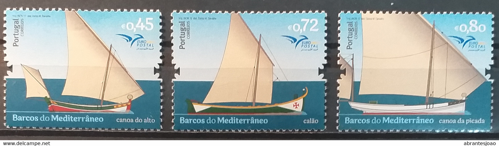 2015 - Portugal - MNH - EUROMED POSTAL - Boats Of Mediterranean - 3 Stamps + 1 Souvenir Sheet Of 1 Stamp - Unused Stamps