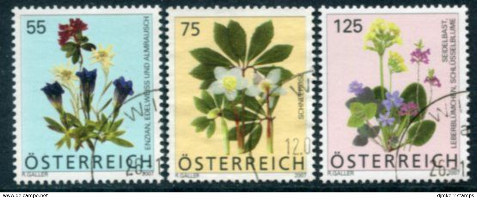 AUSTRIA  2007 Flowers Definitives Used.  Michel 2631-33 - Oblitérés