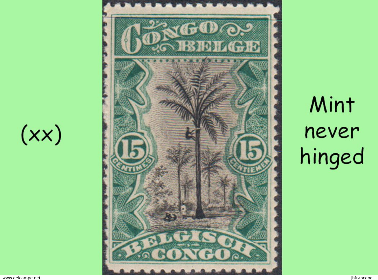 1915 ** BELGIAN CONGO / CONGO BELGE = COB 066 MNH GREEN PALM TREE : BLOC OF -4- STAMPS WITH ORIGINAL GUM - Blocks & Kleinbögen