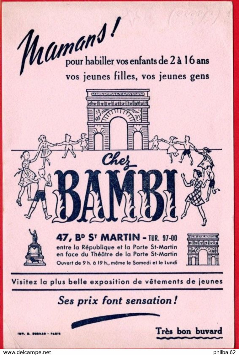 Buvard Chez Bambi, Vêtements De Jeunes, De 2 à 16 Ans. - Kinder