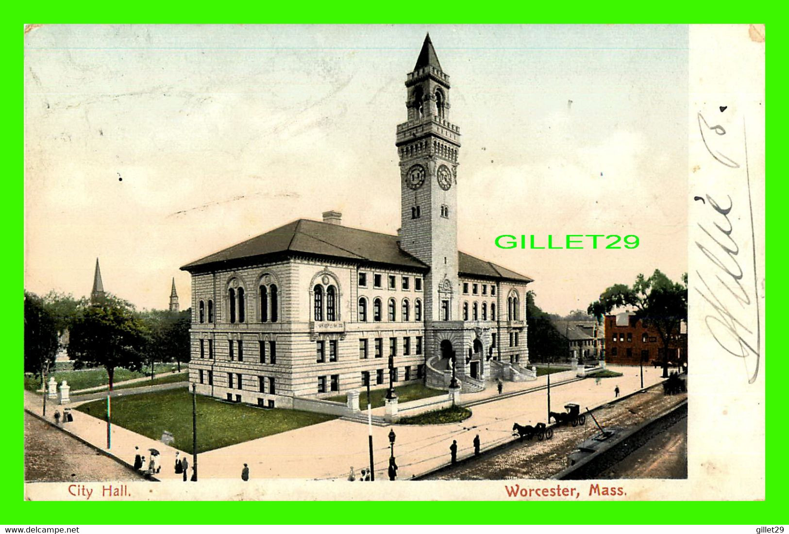 WORCESTER, MA - CITY HALL -  TRAVEL IN 1910 -  PUB. BY THE AMERICAN NEWS CO - POLY'S CHROME - - Worcester