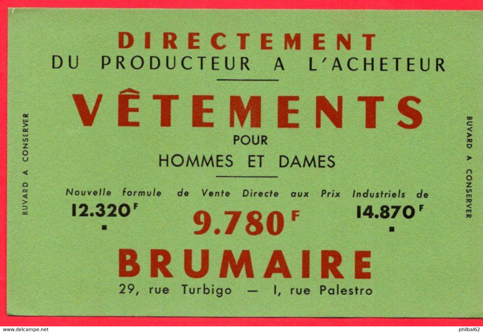 Buvard Brumaire, Vêtements Pour Hommes Et Dames. - Textile & Vestimentaire