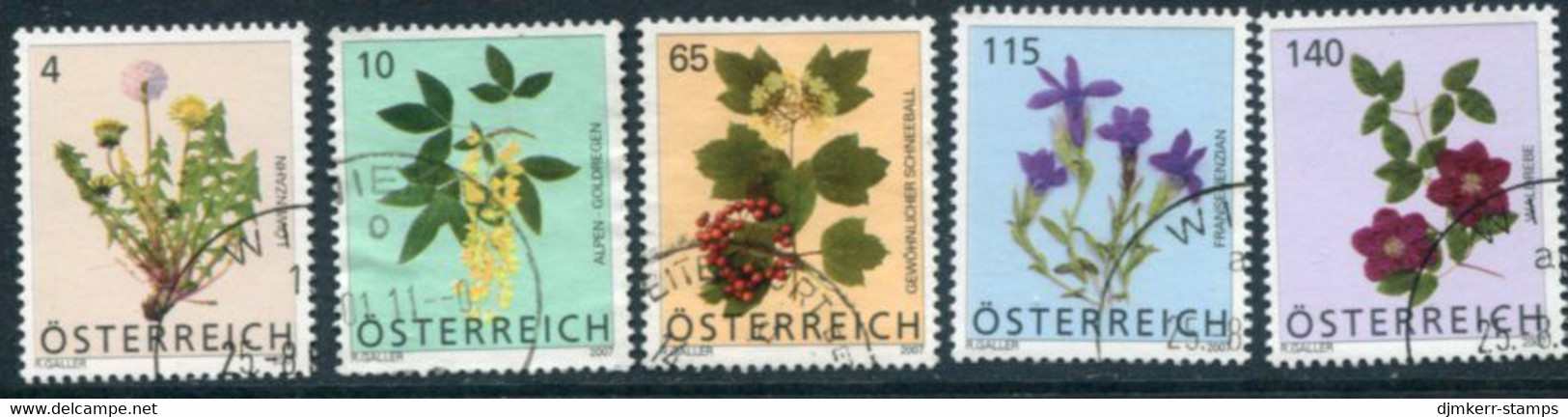 AUSTRIA  2007 Flowers Definitive Used.  Michel 2678-82 - Used Stamps