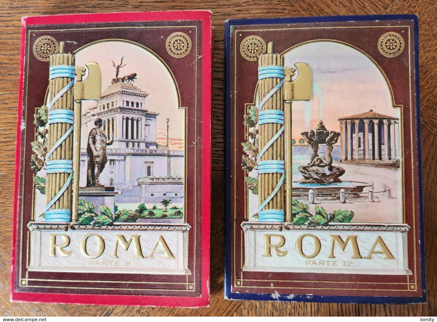 2 Carnets Partie 1 Et 2 Rome Roma Carnet Complet 32 Vues  Couverture Relief Gaufrée éditeur Serta Avec Plan - Colecciones & Lotes