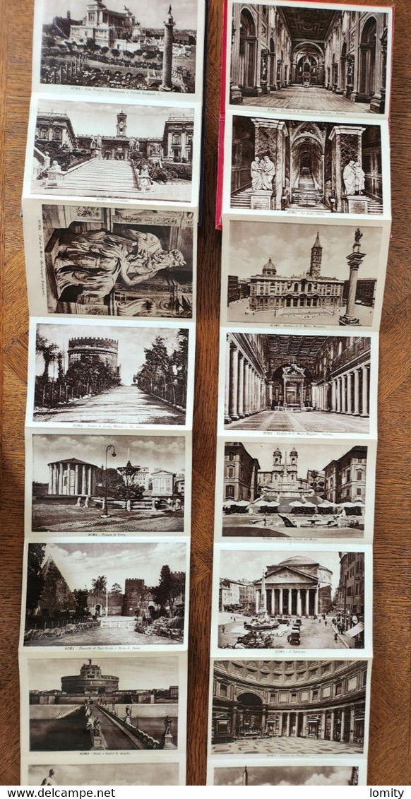 2 Carnets Partie 1 Et 2 Rome Roma Carnet Complet 32 Vues  Couverture Relief Gaufrée éditeur Serta Avec Plan - Verzamelingen