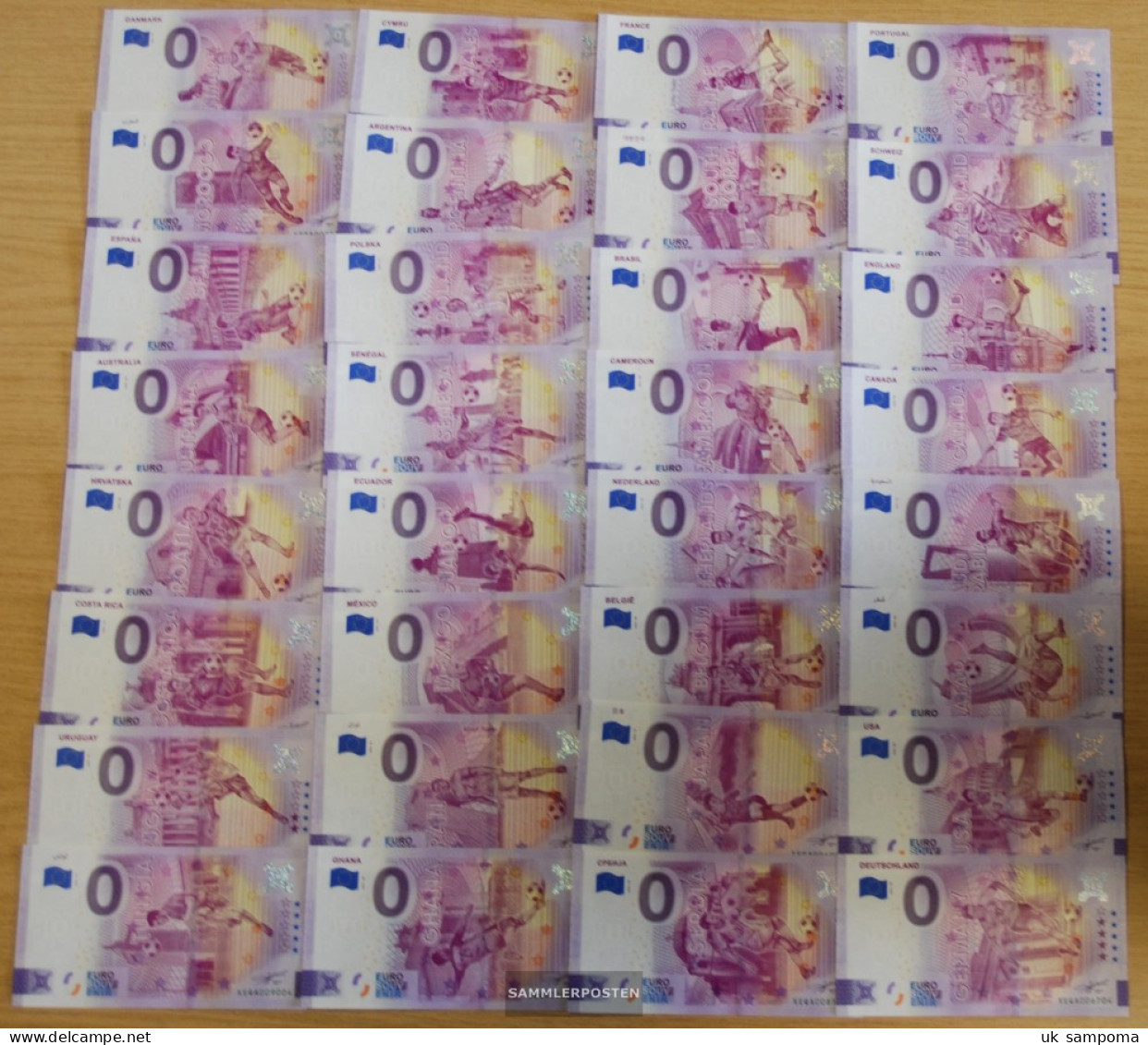 All World 32 Souvenirscheine With All 32 Teilnehmerländern Uncirculated 2022 0 Euro-set Football-WM 2022 In Katar - Lots & Kiloware - Banknotes