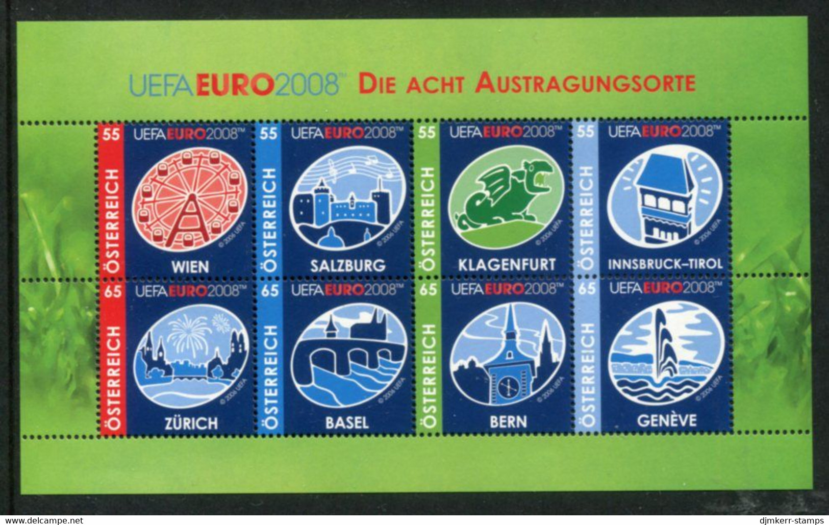 AUSTRIA  2008 European Football Championship II Sheetlet MNH / **.  Michel 2697-704 Kb - Unused Stamps