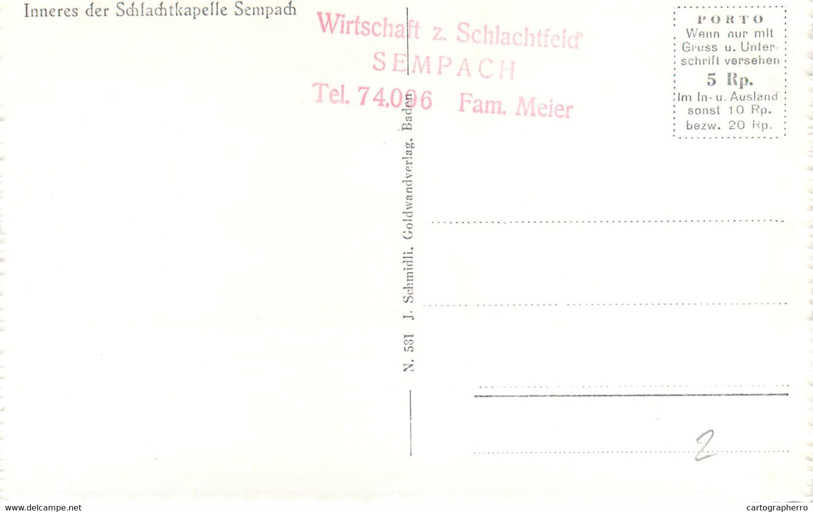 Switzerland Postcard Sempach Inneres Der  Schlachtkapelle - Sempach